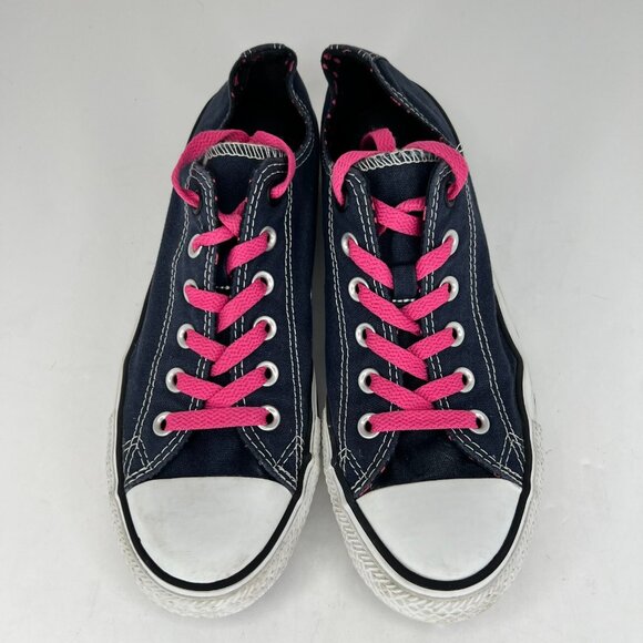 Converse Unisex 136568F Navy Blue Pink Hearts Double Tongue Size 7M 9W Sneakers - Picture 4 of 10